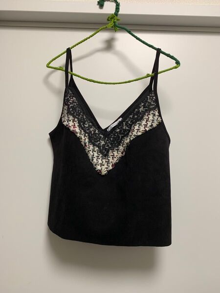 ZARA キャミソール レース ツイード ブラック