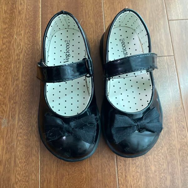 Vegieco 黒 リボン付き フォーマルシューズ 17.0cm