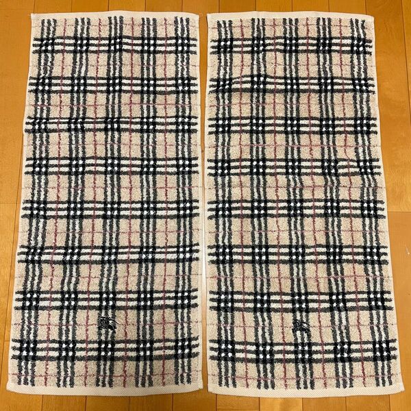 新品未使用 バーバリー フェイスタオル ノバチェック 2枚セット ホースマーク