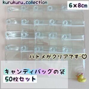 キャンディバッグ クリアハトメ付き 袋 6×8cm 50枚 キーホルダー 材料