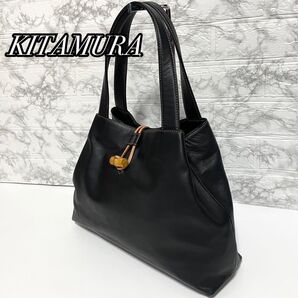 367★キタムラ ショルダーバッグ 肩掛け バンブー Kロゴ A4 ブラック