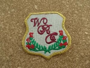 80s イニシャル『WRC』花 ビンテージ刺繍ワッペン/レース自然パッチUSAアップリケ紋章エンブレム古着ブレザー