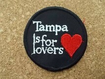 80s タンパTampa ラバーズ刺繍ワッペン/ アイラブ ハート ビンテージVoyager旅行アメカジ観光カスタム土産ジョークおもしろいパロディ_画像1