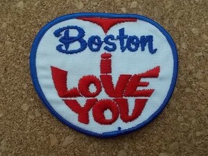 80s ボストン BOSTON I LOVE アイラブ 刺繍ワッペン/ビンテージVoyager旅行アメカジ観光カスタム土産ジョークおもしろいパロディ ハート