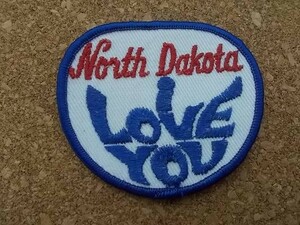 80sノース ダコタ州North Dakota I LOVE アイラブ刺繍ワッペン/ビンテージVoyager旅行アメカジ観光カスタム土産ジョークおもしろいパロディ