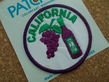 80s カリフォルニア ワイン ビンテージ刺繍 ワッペン/酒 ブドウ パッチVoyager旅行スーベニア観光アップリケ土産ソムリエＡ_画像2