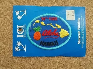 70s HAWAII ハワイ アロハ パイナップル 刺繍ワッペン/パイン ビンテージVoyager旅行スーベニア観光アップリケ土産ティキTIKIフラダンス