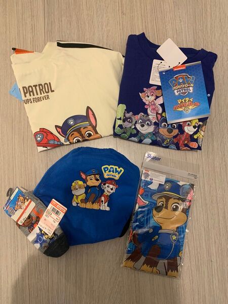 新品未使用 パウパトロール 5点 おまけ2点 計7点 まとめ売り Tシャツ 半袖 110 2枚 トイレトレーニングパンツ 靴下