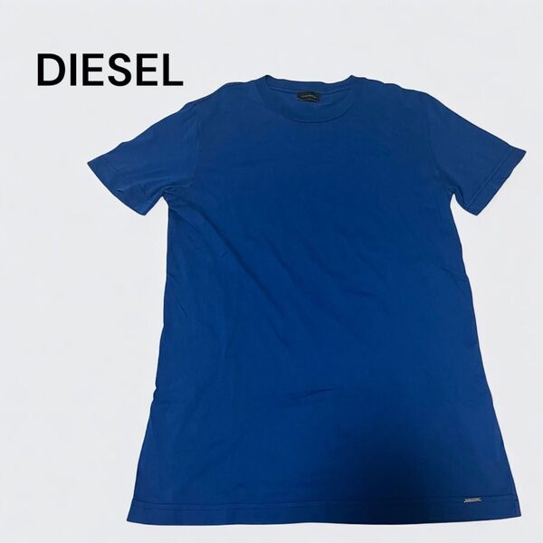 美品 DIESEL ディーゼル メンズ Tシャツ ブルー 青 クルーネック コットン100% シンプル カジュアル 半袖Tシャツ