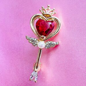 【元恋人が戻ってくる、赤いハートの奇跡の鍵 〜復縁・愛の扉を開く】復縁成就 ブローチ スピリチュアル 占い