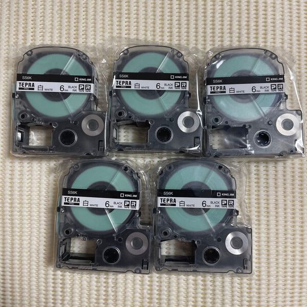 キングジム テプラProテープ 6mm 白ラベル 5個