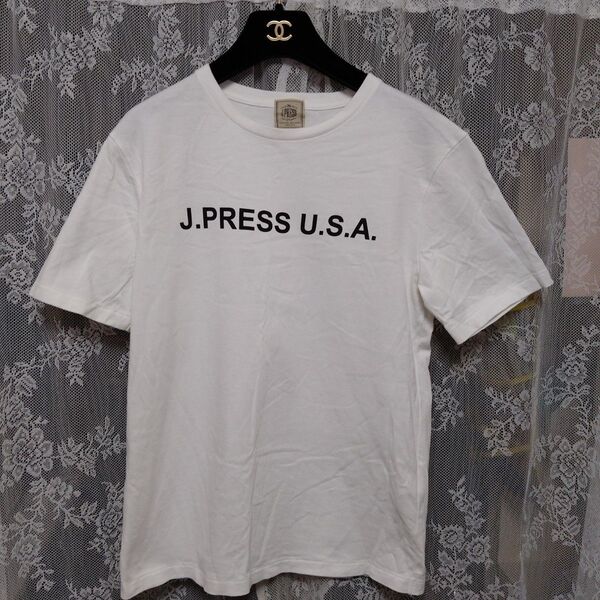 極美品 J.PRESS 半袖 ロゴTシャツ ホワイト シングルステッチ 半袖Tシャツ