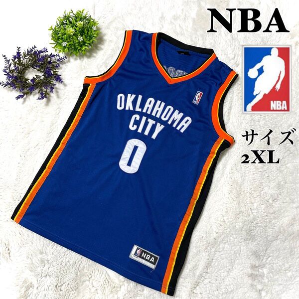 【人気】NBA バスケットボール ゲームシャツ ユニフォーム オクラホマシティサンダー ウェストブルック 青 0番
