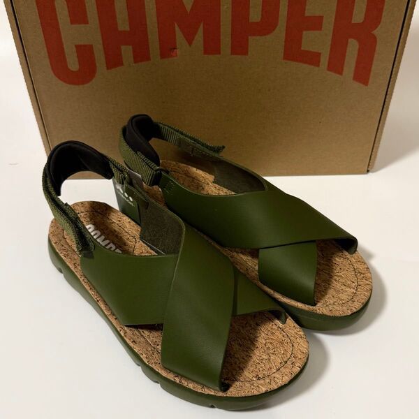 新品 Camper Oruga カンペール レザーサンダル グリーン