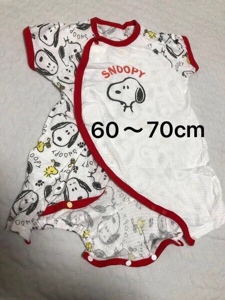 夏用ロンパース 60〜70cm スヌーピー 夏素材 半袖