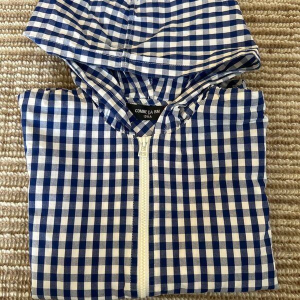 【美品】春夏 COMME CA ISM チェック柄パーカー 半袖 120 トップス