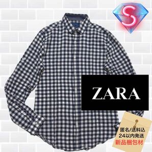 ☆ZARA 薄手シャツ ブルーギンガムチェック 2WAY