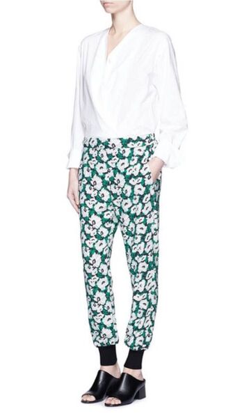 ステラマッカートニー STELLA McCARTNEY ジュリアトラウザー ポピー 36/ブラック×ホワイト×グリーン