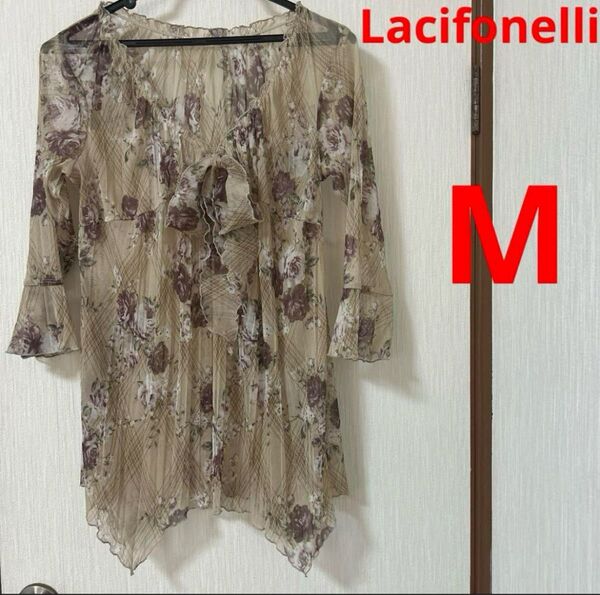 Lacifonelli 花柄 チュニック ブラウスカットソー シアートップス M