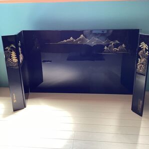 #foldingscreen本金蒔絵通産大臣賞受賞三つ折り屏風富士山