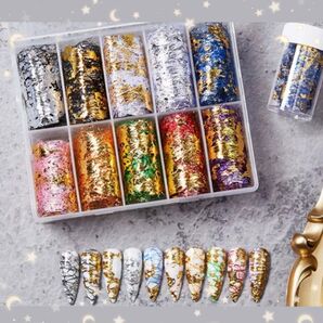 ネイル用品 デコ アート 転写 メッシュ 箔 糸 網 デザイン ニュアンスネイル パーツ セット