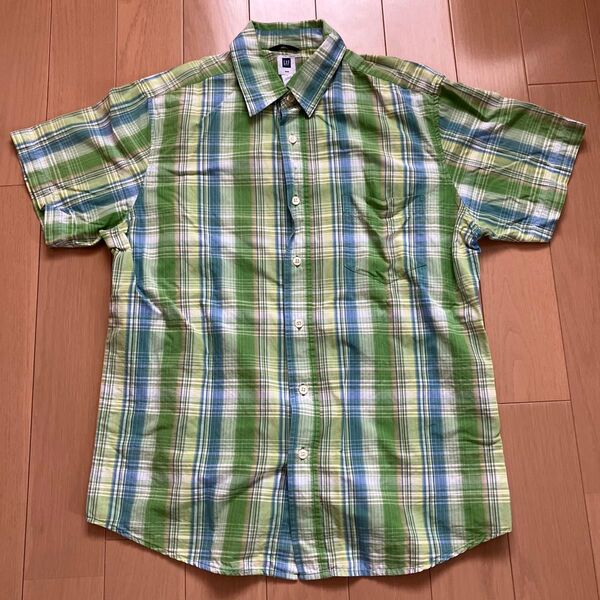 GAP 半袖シャツ M グリーン系チェック