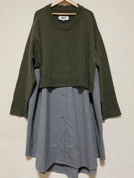 Maison Margiela MM6 エムエムシックス マルジェラ ニット ドッキング シャツワンピース