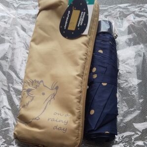 HAPiNS 折りたたみ傘 50cmネイビー ドット柄 新品未使用 ふくふくにゃんこ