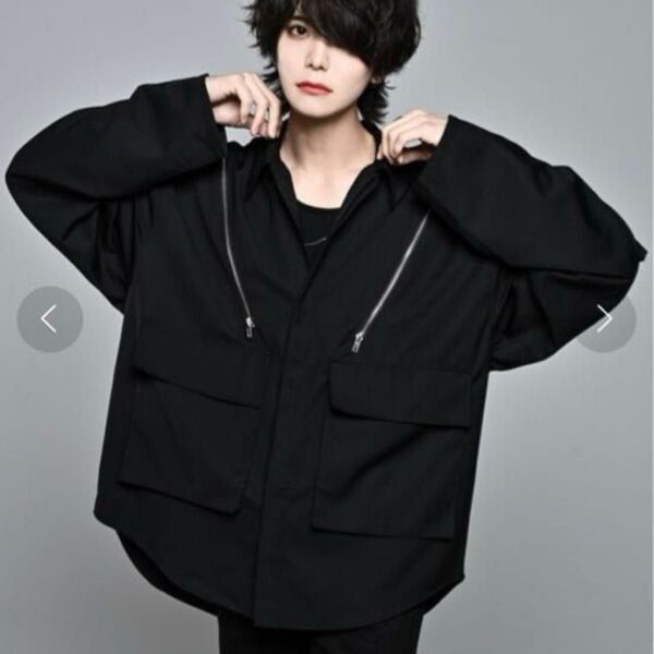 ADRER ミリタリーフライフロントシャツジャケット ジップ シャツ メンズ トップス アウター 春服 ブラック S