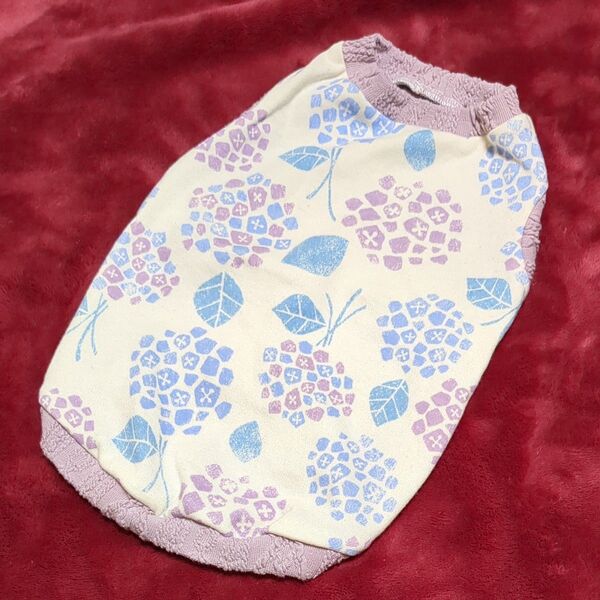 値下げ☆犬服☆ハンドメイド☆紫陽花柄タンク