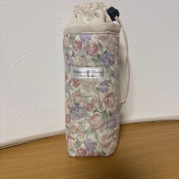 チューリップ柄 花柄 保冷ペットボトルカバー ハンドメイド ピンク