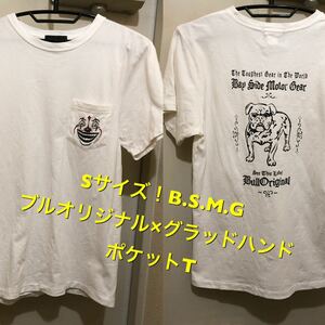 Sサイズ！B.S.M.G (ブルオリジナル)×GLADHANDグラッドハンド 古着半袖ポケット付きTシャツ 半袖Tシャツ