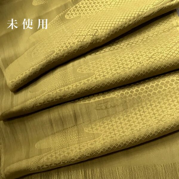 未使用 市紅茶霞文様地起こし 正絹帯揚げ