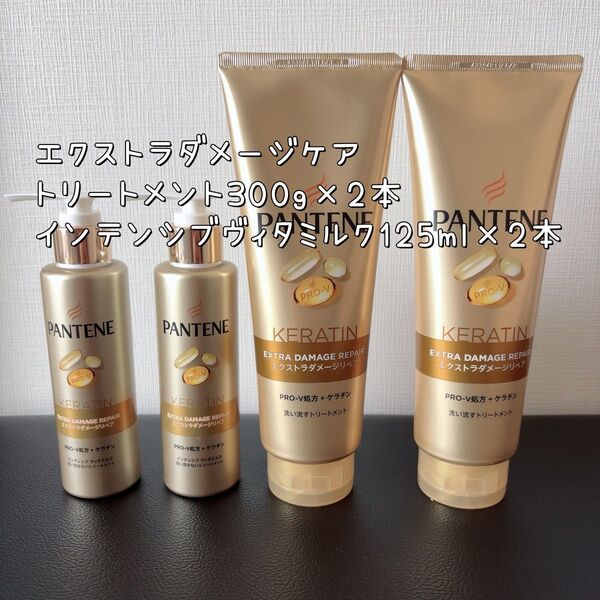 パンテーン エクストラダメージケアトリートメント300g×2本インテンシブヴィタミルク洗い流さないトリートメント125ml×2本