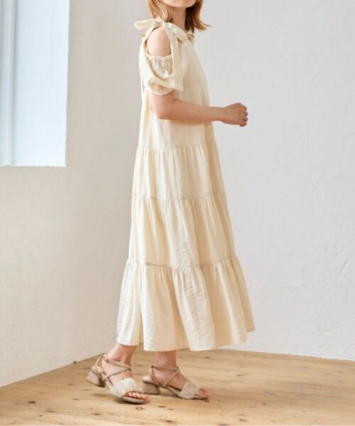 MAJESTIC LEGON 2way肩リボンティアードワンピース