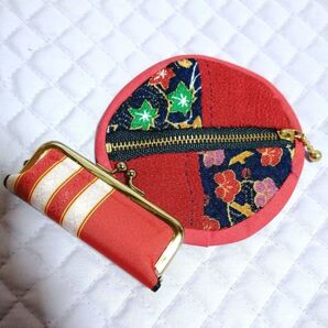 新品 がま口式印鑑入れ+新品 和柄ちりめんコインケース 小銭入れ 匿名配送