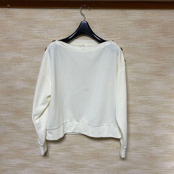 H&Mボートネックのアイボリーカラー長袖 トップス Lサイズ相当