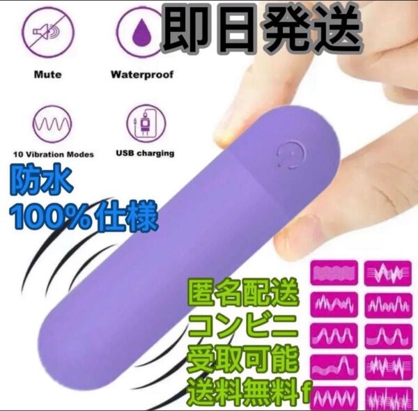 新品 匿名配送 マッサージ機 電マ マッサージャー USB充電 強力 紫