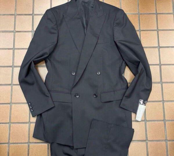 新品☆人気【A6 L相当★超軽量タイプ】4Bダブルスーツ 礼服 メンズスーツ ブラックフォーマル 冠婚葬祭 喪服 黒 セットアップ