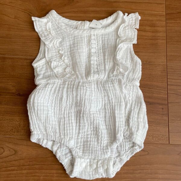 ベビー 赤ちゃん 新生児 女の子 白 ボディスーツ ロンパース 夏 0-1M ベビー服 カバーオール