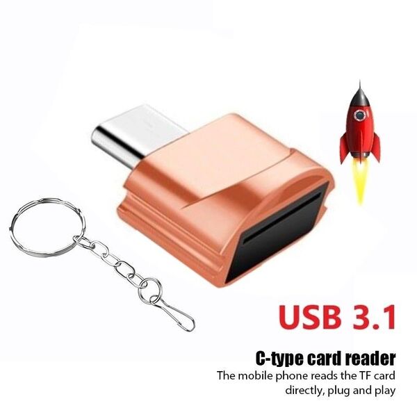 Type-c microSD カードリーダー OTG対応 コンパクト マイクロSD スマホデータ移動 ローズゴールド