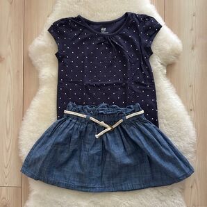 美品H &M kids 2枚セット コットンTシャツ スカート