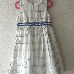 白襟付き 上品可憐なスモッキングワンピース お教室 お受験 パーティなど