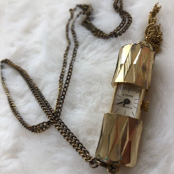 STEMA 17JEWELS 腕時計 ネックレス ゴールド レトロ アンティーク 手巻き