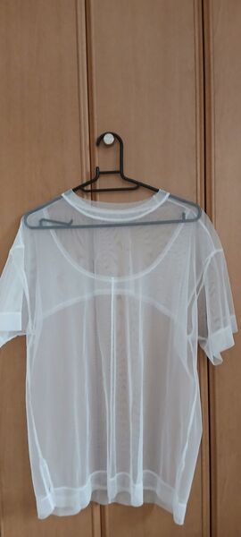 値下げ!【美品】ノーブランド メッシュ シアー Tシャツ 半袖 ホワイト 半袖シャツ