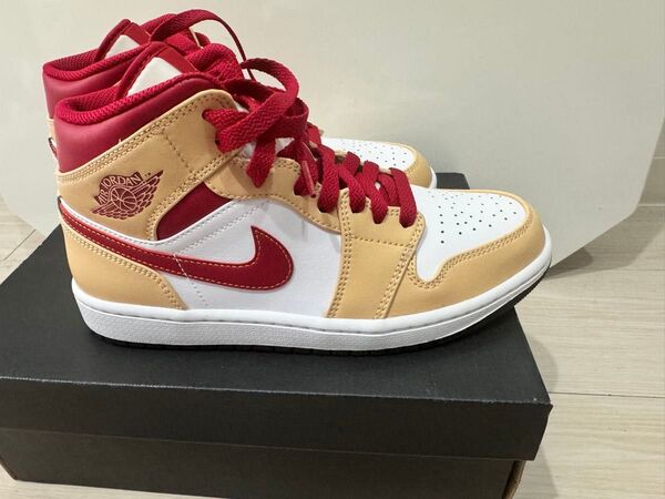 Nike Air Jordan 1 Mid "Beige/Cardinal Red" 25cm