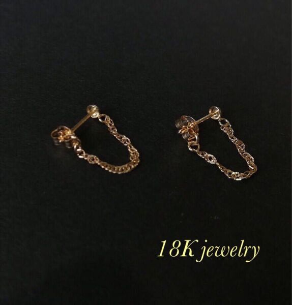 18金 18金ピアス K18 レディース フープピアス 18KYG 刻印あり