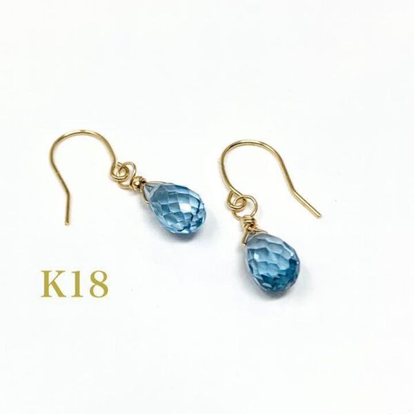 K18 ロンドンブルートパーズ トパーズ 18金ピアス 18金 天然石 ブルー