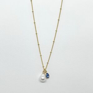 【特別価格】ネックレス/しずくパール&ドロップチャーム【ロイヤルブルーカラー】プレゼント付き