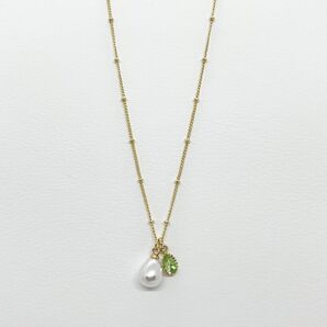 【特別価格】ネックレス/しずくパール&ドロップチャーム【シトラスグリーンカラー】プレゼント付き